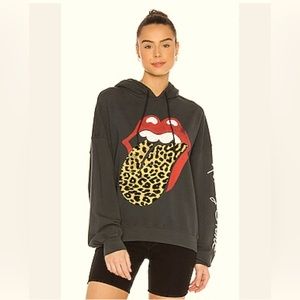 Free people~ Daydreamer flocked shoulder drop rolling stone hoodie| Medium